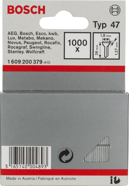 Immagine prodotto Bosch Professional Zubehör Chiodo tipo 47, 1,8 x 1,27 x 26