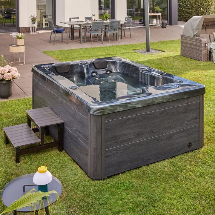 Produktbild Home Deluxe Outdoor Whirlpool BLACK PEARL, 27 Massagedüsen, Beleuchtung, Treppe und Thermoabdeckung, 3 Personen