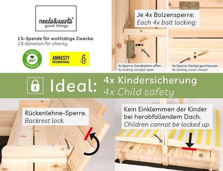Actual product image Needs&Wants Sandkasten "Sunplaya3" mit Dach und Sitzbänken, Tanne