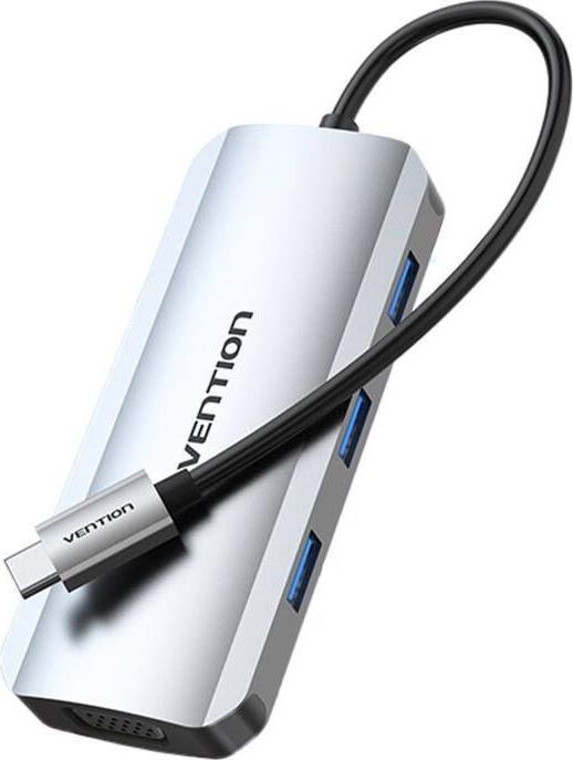 Produktbild Vention USB-C Docking Station to HDMI, VGA, 3x USB 3.0, PD 0.15m TOIHB (gray) (USB-C, 4 Ports)