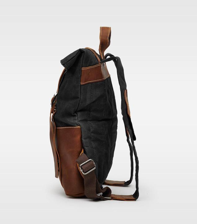 Produktbild Only-Bags.Store Canvas Rucksack, strapazierfähiger Lederrucksack, moderne 17in Laptop-Tasche, ästhetische grosse (16 l)