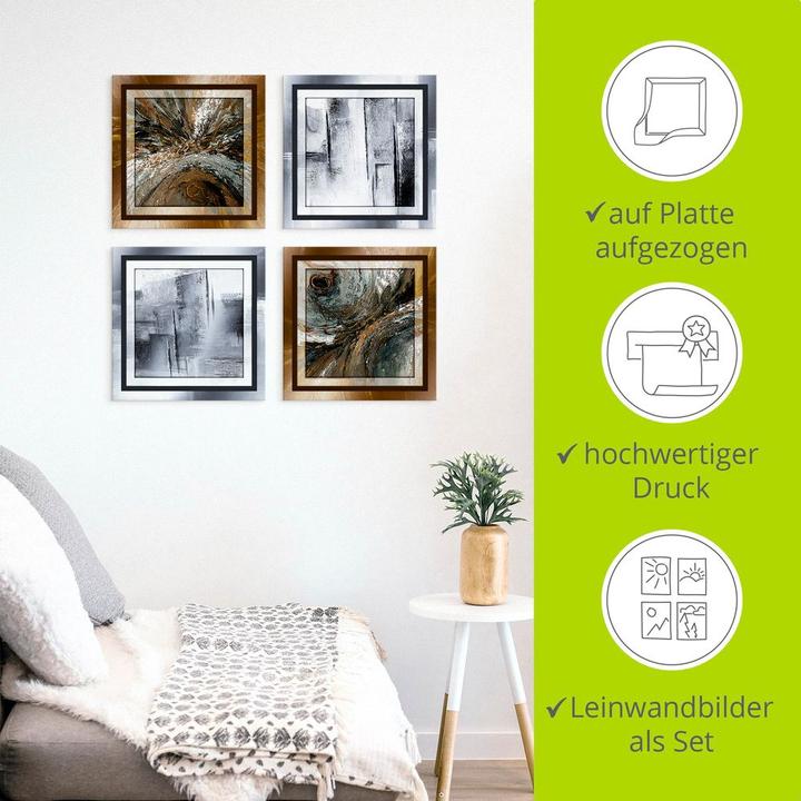 Actual product image Artland Canvas picture on panel, Set Gold Abstract. Squares U1OI (40x40 cm)