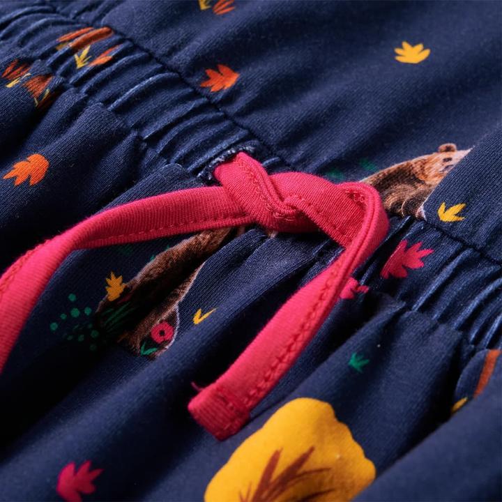 Actual product image VidaXL Children's dress with long sleeves and drawstring navy blue (140)
