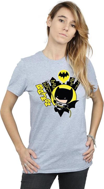 Actual product image Womens/Ladies Chibi Batman Swinging Cotton Boyfriend T-Shirt (L)