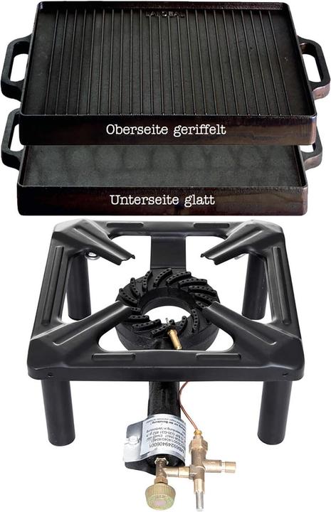 Produktbild All'Grill Hockerkocher-Set (klein) mit Gusseisengrillplatte 32 x 32 cm - mit Zündsicherung