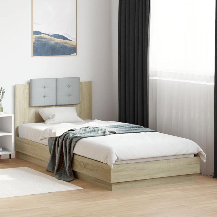Produktbild VidaXL Bettgestell mit Kopfteil Sonoma-Eiche (90 x 200 cm)