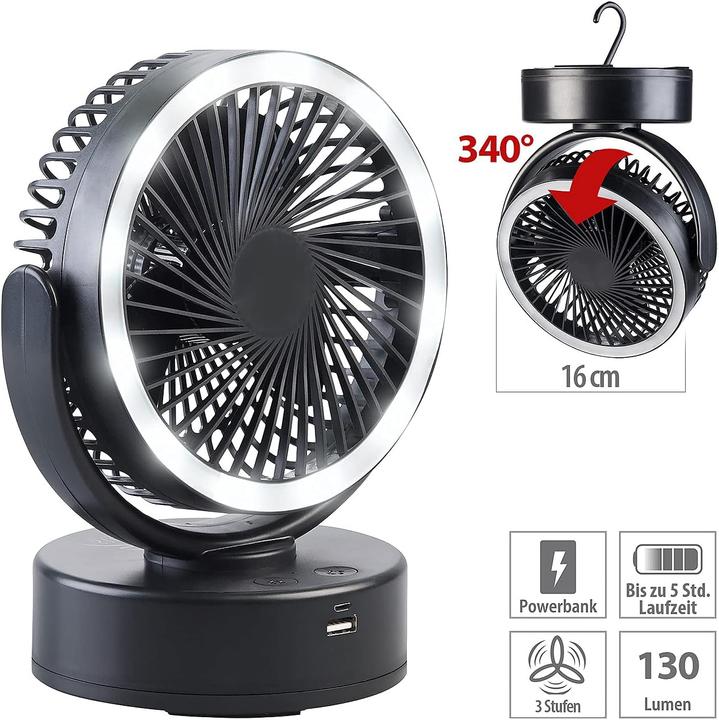 Actual product image Sichler 3in1 rechargeable camping fan