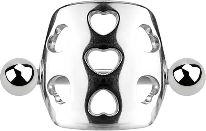 Produktbild Star Piercing Micro Barbell Manschette gelocht mit Herzen silber (ohne Messing, Chirurgenstahl 316L)
