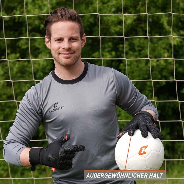 Produktbild Catch & Keep Fussballhandschuhe Fly Dark Soul Gr. 9 Schwarz Torwart Keeper Goalie Handschuhe (9)