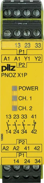 Produktbild Pilz GmbH & Co. KG Not-Aus-Sicherheitsschalter PNOZ X1P 24VDC 3n/o 1n/c