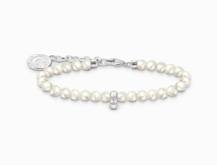 Produktbild Thomas Sabo Member Charm-Armband mit weissen Perlen Silber (19 cm, Emaille, Silber 925)