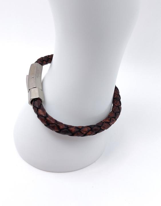 Produktbild Thomss Lederarmband No.23 Unisex Leder Braun & Edelstahlverschluss Umfang 19.7cm (19.70 cm, Edelstahl, 100% Leder)