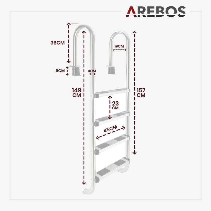 Image du produit Arebos Échelle de piscine en acier inoxydable
