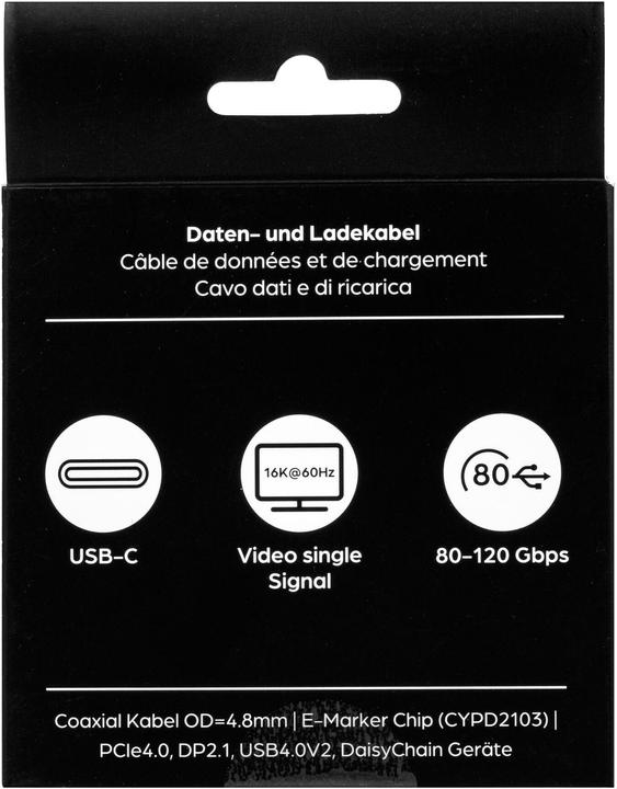 Produktbild Onit Thunderbolt-5-Kabel USB C - USB C 0.5 m, Grau/Schwarz (0.50 m)