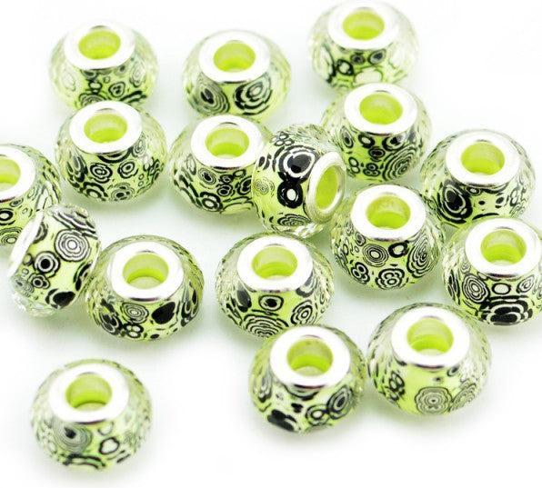 Image du produit Hermex Bead perle argentée 925 - Vert citron argenté (Verre acrylique, Alliage métallique)