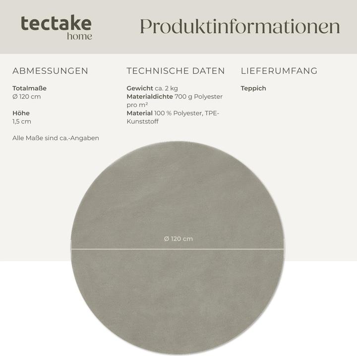 Produktbild tectake Kurzflorteppich Soft Zone (120 x 120 cm)