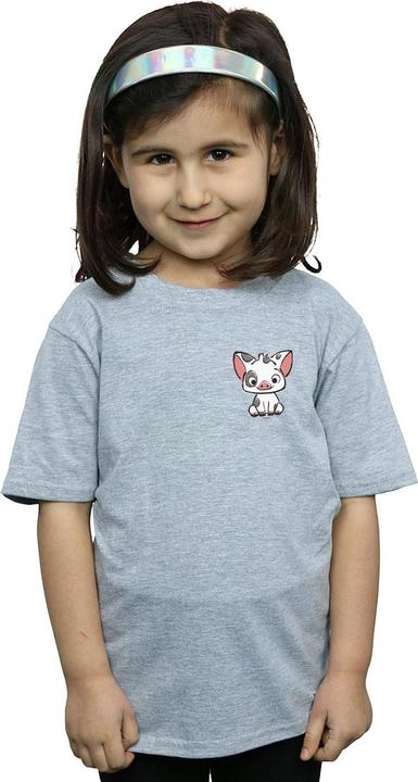 Actual product image Disney Girls Moana Pua The Pig Breast Print Cotton T-Shirt (152, 158)