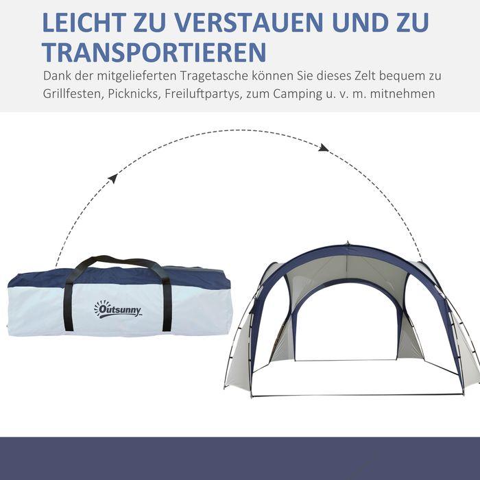 Actual product image Swisshandel24 Marquee party tent sun protection weatherproof fibreglass pole + polyester cream white + blue 3.5 x (350 cm, 350 cm)