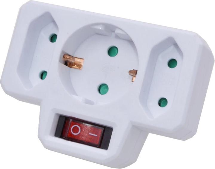 Actual product image Filmer Schuko adapter socket with 3-fold plug