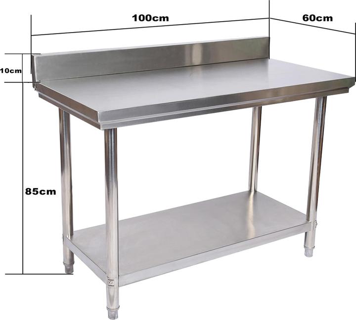 Actual product image Wiltec Stainless steel worktable Gastro stainless steel table with upstand 100x60x85cm (60 cm, 100 cm)