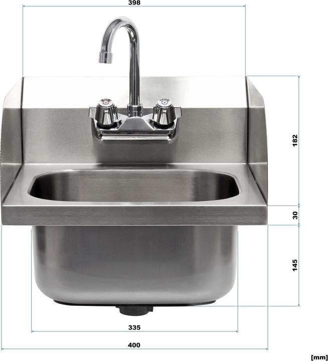 Produktbild XPOtool Gastro Waschbecken Edelstahl Handwaschbecken quadratisch Spülbecken (398 mm, 420 mm)