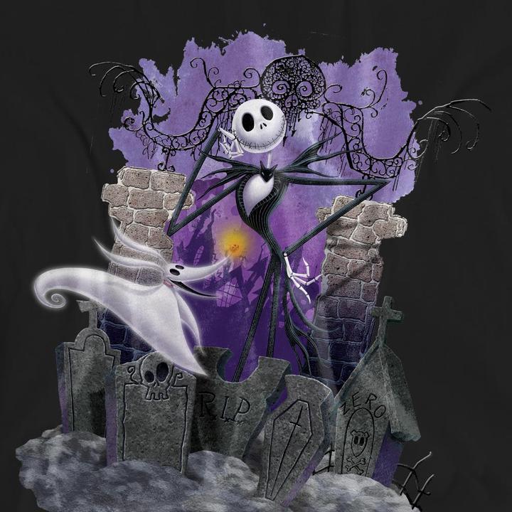 Actual product image The Nightmare Before Christmas Unisex Adult Jack Skellington Grave T-Shirt (S)