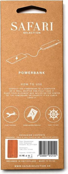Produktbild Safari Selection Powerbank WOODCHARGER carminrot