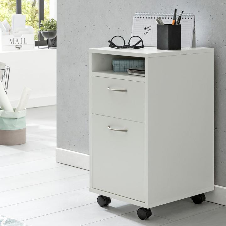 Image du produit FineBuy Caisson roulant en bois plaqué blanc (38 x 33 x 63 cm)