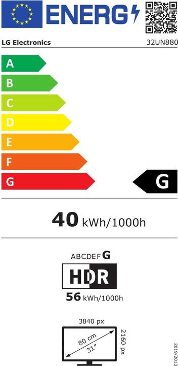 Energie-Label LG UltraFine 32UN880-B (3840 x 2160 Pixel, 31.50")