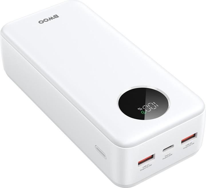 Actual product image Bwoo 22,5W 30000 mAh power bank with LCD screen, white (30000 mAh)
