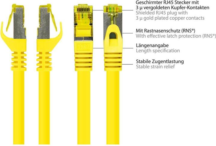 Image du produit Good Connections Câble patch RJ45 avec câble brut Cat.7 et protection de nez de verrouillage (RNS®), S/FTP, PiMF (S/FTP, PiMF, CAT7, 25 m)