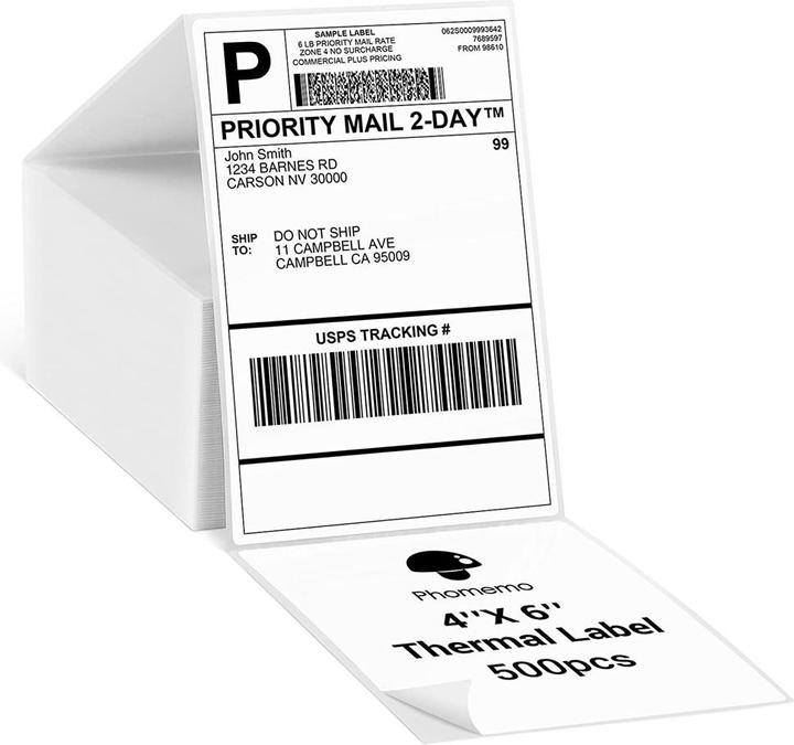 Actual product image Phomemo 500 pcs. 4" × 6" stickers folded thermal label paper for shipping labels