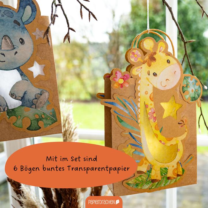 Actual product image Papierdrachen 3 children's lanterns wild animals/Africa - Set 8