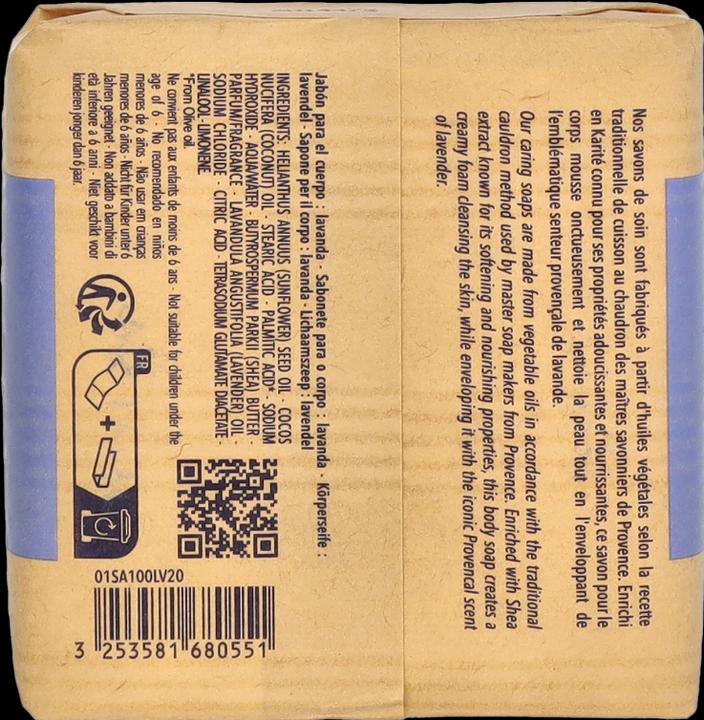 Voedingswaarden en ingrediënten L'Occitane Savon Karité Lavande (Harde zeep, 100 ml)
