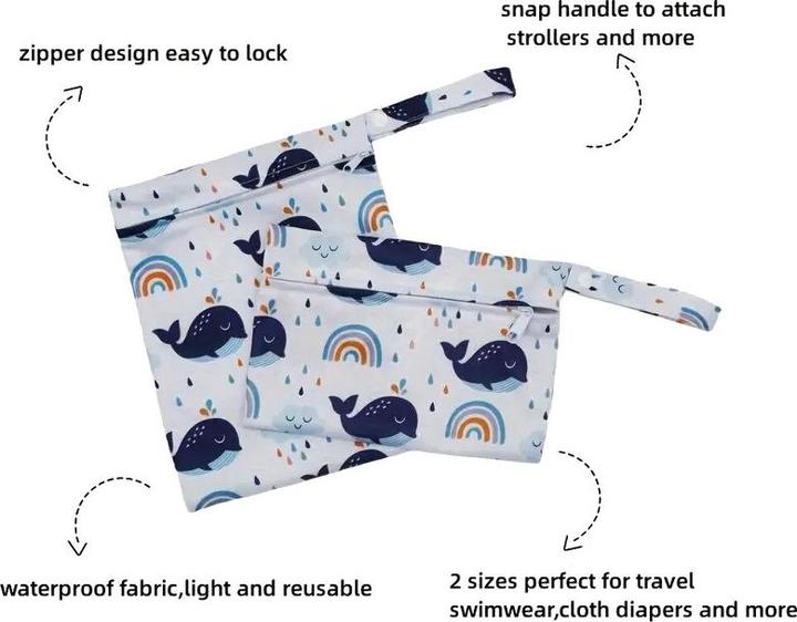 Produktbild ASMI 2 Stück Wetbag Windeltasche Set 20x24cm + 22x15cm
