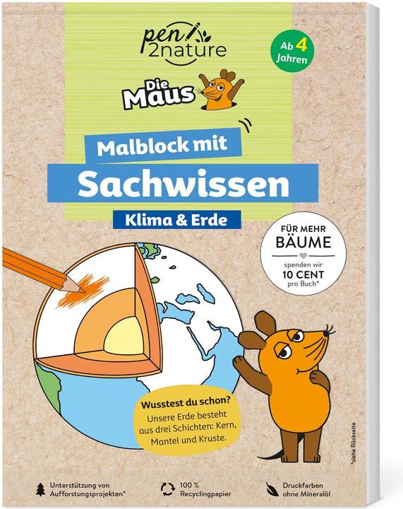 Actual product image Die Maus - Malblock mit Sachwissen Klima und Erde (German, pen2nature, Fiona Osbaldstone, 2024)