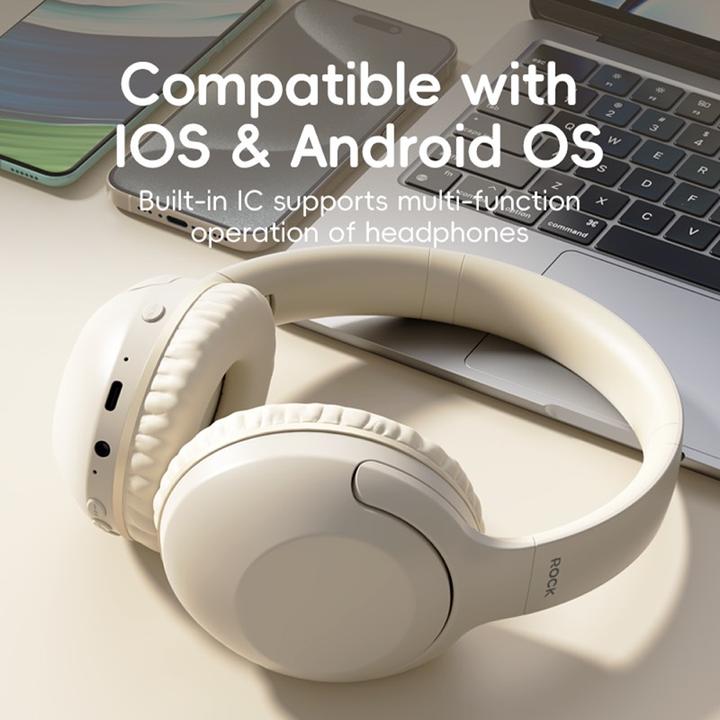 Produktbild Rock - O3 ANC Wireless Headphones RAU0773 - Bluetooth-Kopfhörer, Hellblau/Grau (ANC, 15 h, Kabellos)