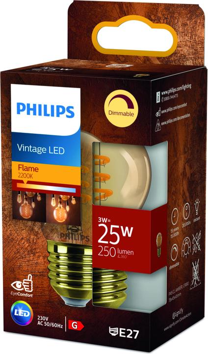 Actual product image Philips Amber (E27, 3 W, 250 lm, 1 x, E)