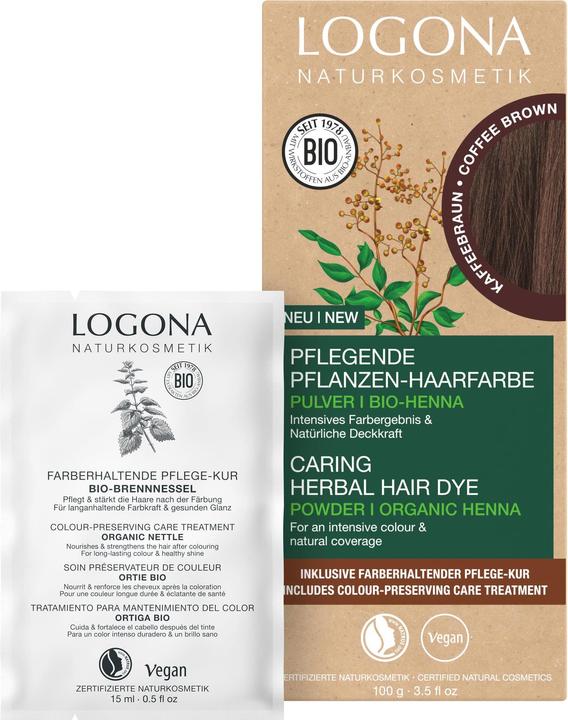 Image du produit Logona Teinture végétale en poudre pour cheveux, brun café (090)