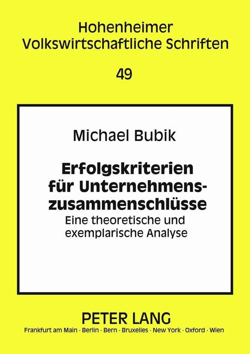 Produktbild Erfolgskriterien für Unternehmenszusammenschlüsse (Michael Bubik, 2005)