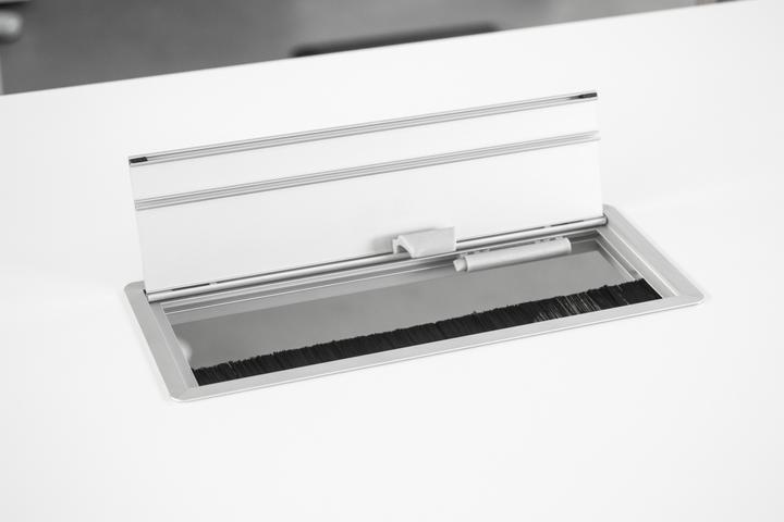 Actual product image Escritorio Cable flap 30cm with installation, aluminium (Cable hole, 12 cm)