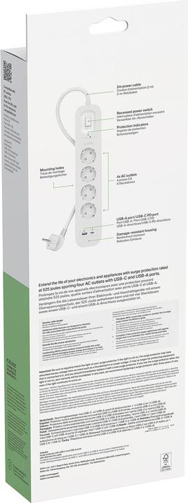 Actual product image Belkin Surgemaster surge protection (4 x, 2 m)