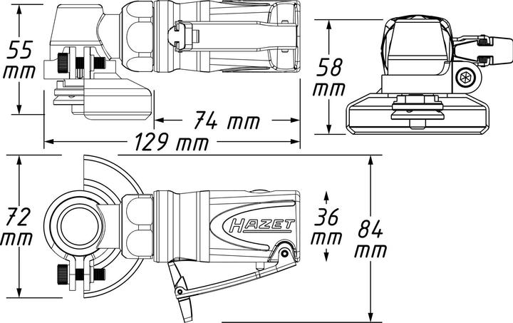 Immagine prodotto HAZET Mini smerigliatrice angolare 9033M-7 (59 mm)