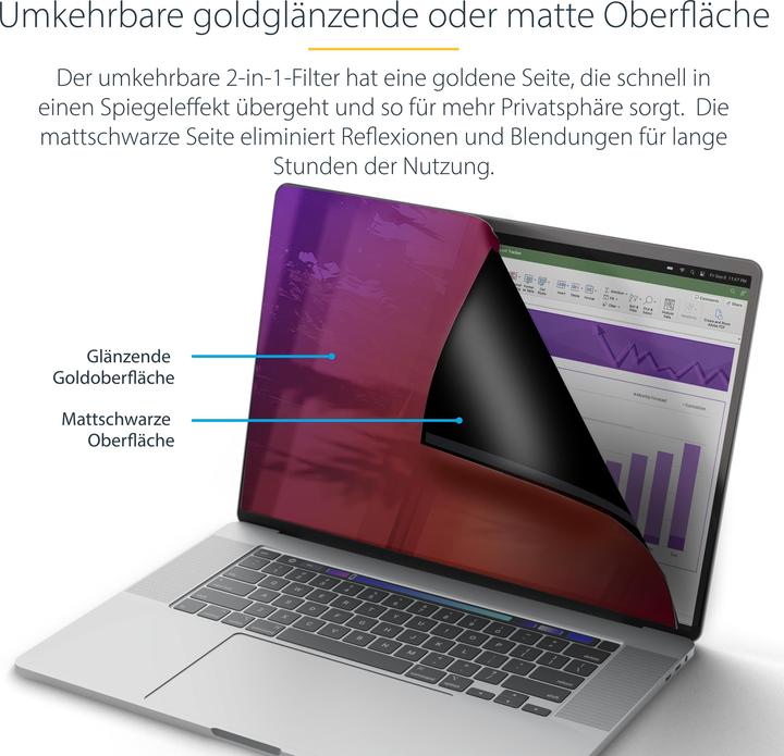 Produktbild StarTech COM 16inch MacBook Pro 21/23 Privacy Screen Double-Sided Gold Filter w/Enhanced Privacy Sec (13.82")