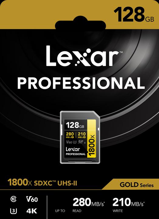 Image du produit Lexar Pro 1800x R270 SDXC (128 Go, SDXC, U3, UHS-II)