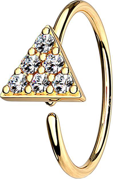 Star Piercing Micro Piercing Ring 14k vergoldet Dreieck mit Kristall (Messing)