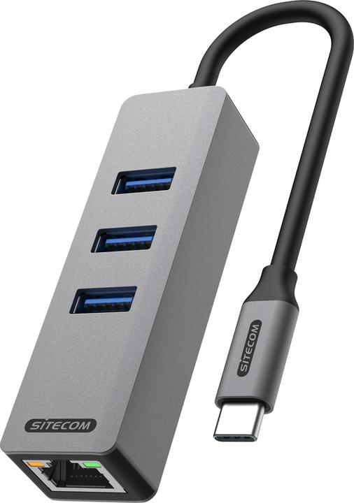 Actual product image Sitecom AD-1008 USB-C to Ether +3x USB hub (USB-C, 4 Ports)