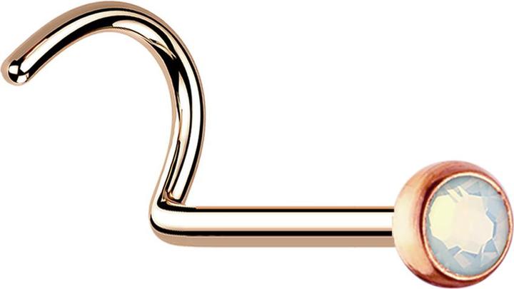 Produktbild Star Piercing Nasenstecker gebogen rosegold mit Opal weiss (ohne Messing, Chirurgenstahl 316L)