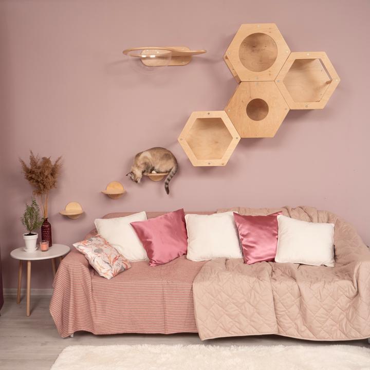 Image du produit Wowhelperco Aire de jeux murale pour chats 8 pièces (Nature)