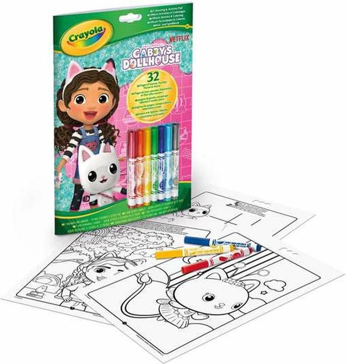 Produktbild Crayola Album Aktivität und Ausmalen Gabby's Dollhouse, 32 Ausmalseiten und 7 abwaschbare Mini-Filz